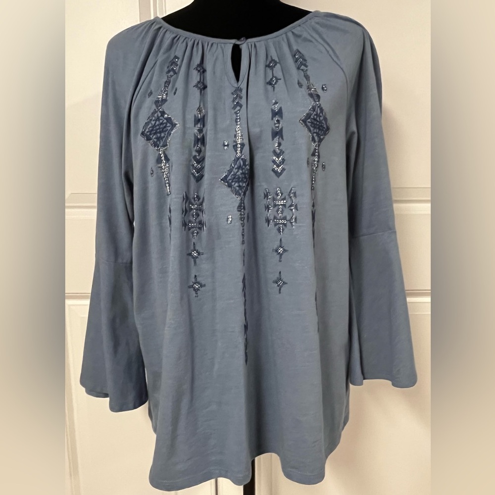 Chico’s Embellished Flare Sleeve Top
